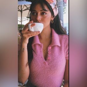 Superdown revolve fluffy half button up